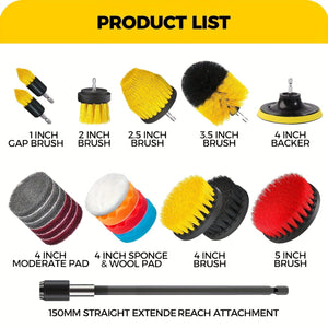 Planet Gates 7pcs Drill Brush Attachment Set, Power Scrubber Wash Cleaning Brushes Tool Kit, All Purpose Drill Brush With Extension For Grout Floor, Tub Shower Tile, Bathroom, Kitchen Surface And Car