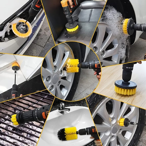 Planet Gates 7pcs Drill Brush Attachment Set, Power Scrubber Wash Cleaning Brushes Tool Kit, All Purpose Drill Brush With Extension For Grout Floor, Tub Shower Tile, Bathroom, Kitchen Surface And Car