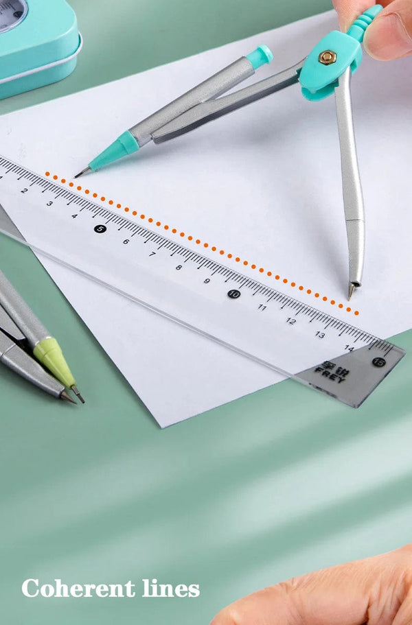 Planet Gates 7Pcs/lot Ruler Set Kawaii Geometric Drawing Eraser Kit Back To School Math Compass Set Office School Supplies 2022 Stationery