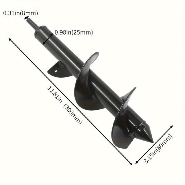 Planet Gates 8.0 Cm * 30.0 Cm 1pc Garden Plant Spiral Drill Bit, Plant Faster With Hex Drive Drill Bit, 8.0 * 30.0 Cm Drill Bit, Horticultural Soil Drilling Tool For Flower Seedling Machine, Bulb Axis Spiral Drilling Planting Hole Excavation Tool