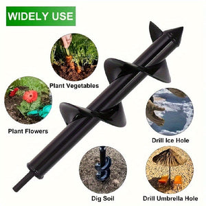 Planet Gates 8.0 Cm * 30.0 Cm 1pc Garden Plant Spiral Drill Bit, Plant Faster With Hex Drive Drill Bit, 8.0 * 30.0 Cm Drill Bit, Horticultural Soil Drilling Tool For Flower Seedling Machine, Bulb Axis Spiral Drilling Planting Hole Excavation Tool