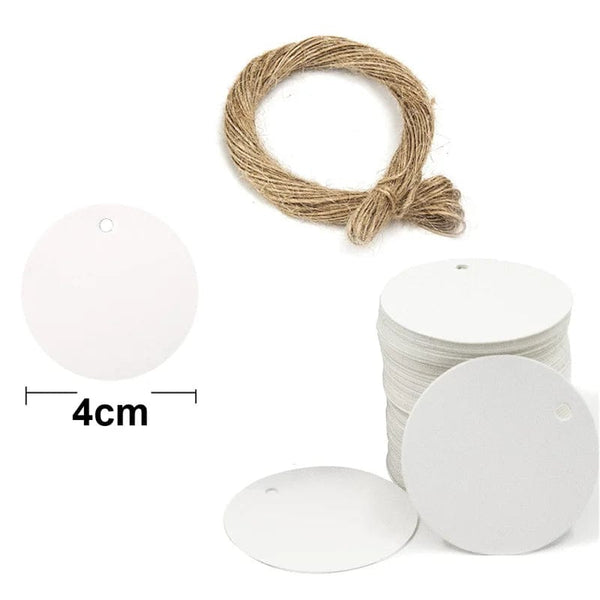 Planet Gates 8 100pc+20m hemp rope gilding thank you for hanging tag cowhide black and white cardboard blank handmade DIY heart circle label