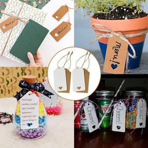 Planet Gates 8 100pc+20m hemp rope gilding thank you for hanging tag cowhide black and white cardboard blank handmade DIY heart circle label