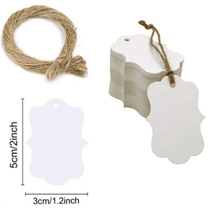 Planet Gates 8 100pc+20m hemp rope gilding thank you for hanging tag cowhide black and white cardboard blank handmade DIY heart circle label