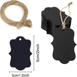 Planet Gates 8 100pc+20m hemp rope gilding thank you for hanging tag cowhide black and white cardboard blank handmade DIY heart circle label