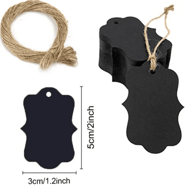 Planet Gates 8 100pc+20m hemp rope gilding thank you for hanging tag cowhide black and white cardboard blank handmade DIY heart circle label