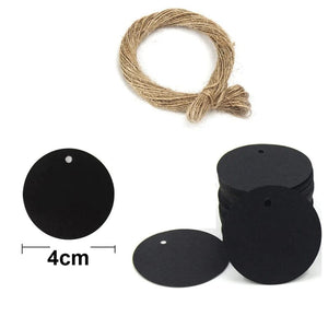 Planet Gates 8 100pc+20m hemp rope gilding thank you for hanging tag cowhide black and white cardboard blank handmade DIY heart circle label