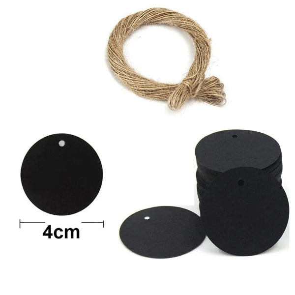 Planet Gates 8 100pc+20m hemp rope gilding thank you for hanging tag cowhide black and white cardboard blank handmade DIY heart circle label