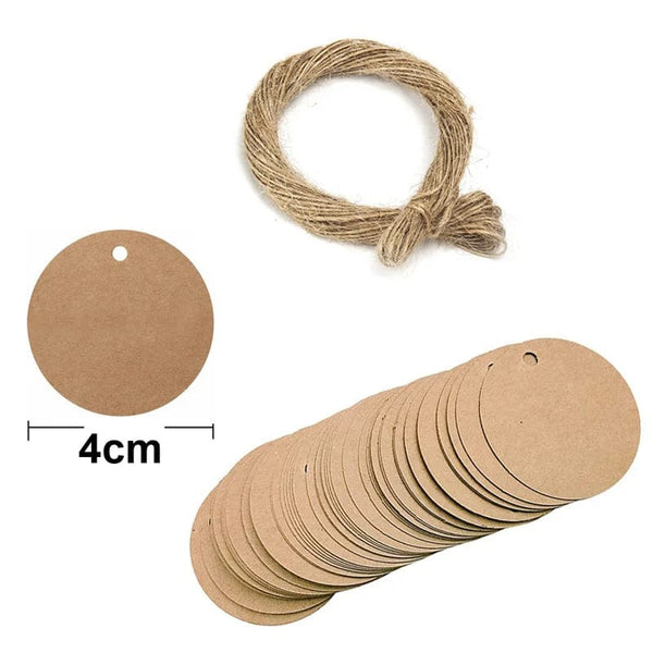 Planet Gates 8 100pc+20m hemp rope gilding thank you for hanging tag cowhide black and white cardboard blank handmade DIY heart circle label