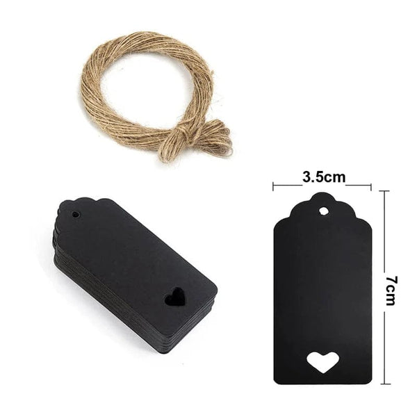 Planet Gates 8 100pc+20m hemp rope gilding thank you for hanging tag cowhide black and white cardboard blank handmade DIY heart circle label