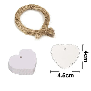 Planet Gates 8 100pc+20m hemp rope gilding thank you for hanging tag cowhide black and white cardboard blank handmade DIY heart circle label