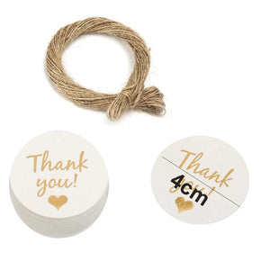 Planet Gates 8 100pc+20m hemp rope gilding thank you for hanging tag cowhide black and white cardboard blank handmade DIY heart circle label