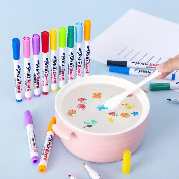Planet Gates 8/12 Colors Magical Water Floating Pen Set Kids Educational Painting Pen Toy Whiteboard Marker Student Colorful Doodle Water Pen