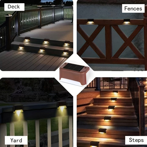 Planet Gates 8/12 Packs Solar Deck Lights Outdoor, LED Step Lights, Waterproof Solar Lights, Balcony Lighting Decoration, Patio Stairs Fence, Outdoor Wall Patio Garden Yard Villa Driveway Path