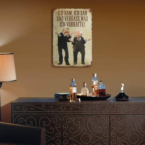 Planet Gates 8*12Inch(20*30cm) 1pc Aluminum Metal Sign, Ich Kam, Sah Und Vergass Was Ich Vorhatte Spruch Blechschild, For Home Man Cave Living Room Coffee Shop Club Pub [German Language] 8*12Inch (20*30cm)