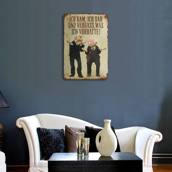 Planet Gates 8*12Inch(20*30cm) 1pc Aluminum Metal Sign, Ich Kam, Sah Und Vergass Was Ich Vorhatte Spruch Blechschild, For Home Man Cave Living Room Coffee Shop Club Pub [German Language] 8*12Inch (20*30cm)