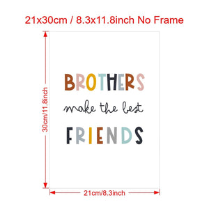 Planet Gates 8.3*11.8inch/21*30cm Unframe 1pc Canvas Poster, Boys Wall Prints, Brothers Make The Best Friends Wall Art, Neutral Print For Nursery Or Boys Bedroom, Scandinavian Style, Kids Poster, Art Wall Art For Living Room, Bedroom, Wall Decor, Home Decor No Frame