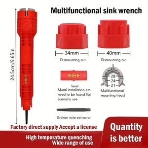 Planet Gates 8 In 1 Faucet Sink Installation Tool, Multifunctional Wrench Heavy Duty Aluminum Plastic Sinks Plumbing Tool Red Portable For RV Toilet