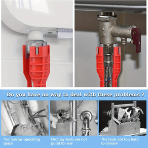 Planet Gates 8 In 1 Faucet Sink Installation Tool, Multifunctional Wrench Heavy Duty Aluminum Plastic Sinks Plumbing Tool Red Portable For RV Toilet