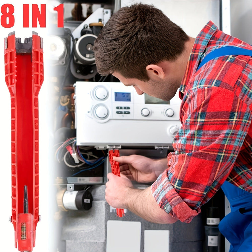 Planet Gates 8 In 1 Faucet Sink Installation Tool, Multifunctional Wrench Heavy Duty Aluminum Plastic Sinks Plumbing Tool Red Portable For RV Toilet