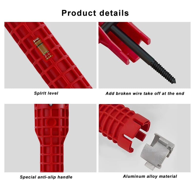 Planet Gates 8 In 1 Flume Wrench Plumbing Installation Wrench Anti-slip Kitchen Sink Repair Tool Multifunctional Faucet Repair Wrench Set