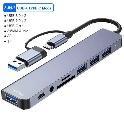 Planet Gates 8-IN-2 / CHINA 5Gbps USB 3.0 HUB USB C HUB USB C Docking Station High Speed Transmission OTG Adapter Splitter TYPE-C HUB For Laptop Macbook
