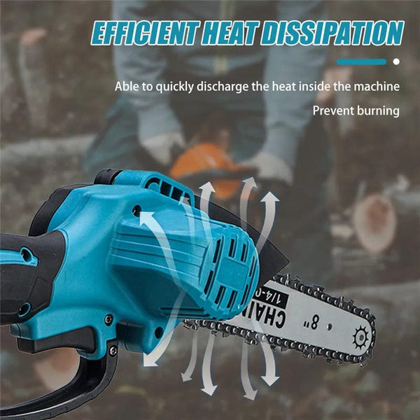 Planet Gates 8 Inch Electric Chainsaw Brushless Rechargeable Chain Saw Woodworking Garden Mini Pruning Saw Power Tool for Makita 18V Battery