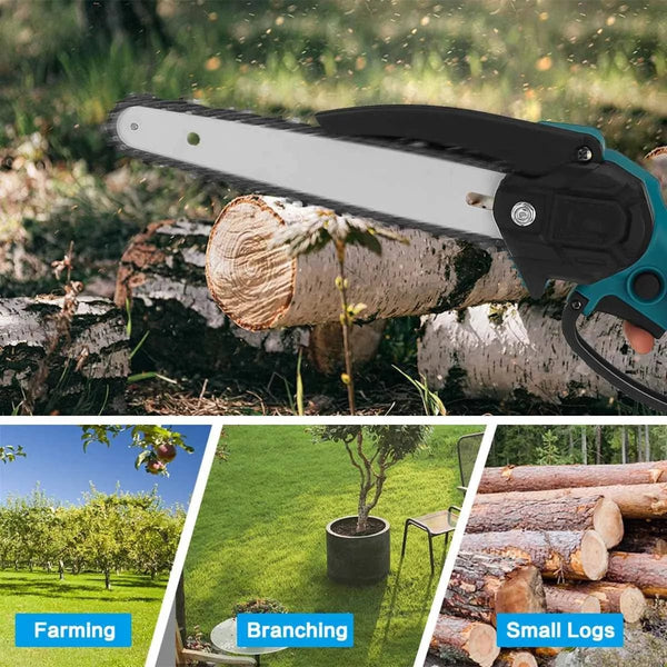 Planet Gates 8 Inch Electric Chainsaw Brushless Rechargeable Chain Saw Woodworking Garden Mini Pruning Saw Power Tool for Makita 18V Battery