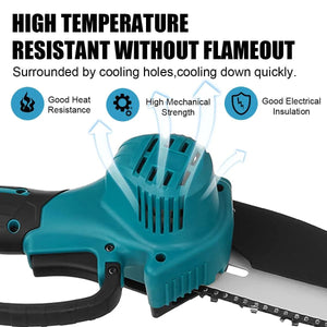 Planet Gates 8 Inch Electric Chainsaw Brushless Rechargeable Chain Saw Woodworking Garden Mini Pruning Saw Power Tool for Makita 18V Battery