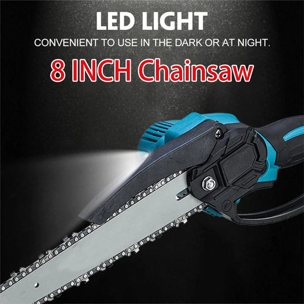 Planet Gates 8 Inch Electric Chainsaw Brushless Rechargeable Chain Saw Woodworking Garden Mini Pruning Saw Power Tool for Makita 18V Battery