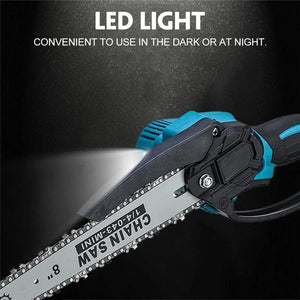 Planet Gates 8 Inch Electric Chainsaw Brushless Rechargeable Chain Saw Woodworking Garden Mini Pruning Saw Power Tool for Makita 18V Battery