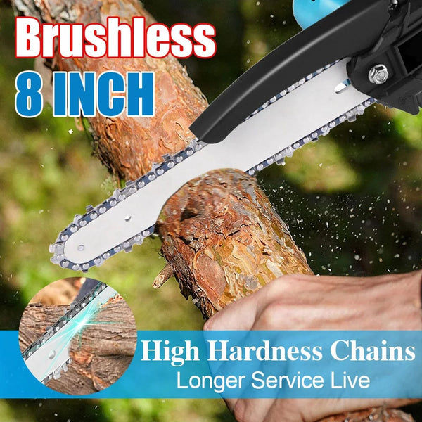 Planet Gates 8 Inch Electric Chainsaw Brushless Rechargeable Chain Saw Woodworking Garden Mini Pruning Saw Power Tool for Makita 18V Battery