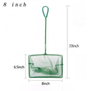 Planet Gates 8 inch Portable Fish Net Long Handle Square Aquarium Accessories Fish Tank Landing Net Fishing Net Fish Floating Objects Cleaning Tool
