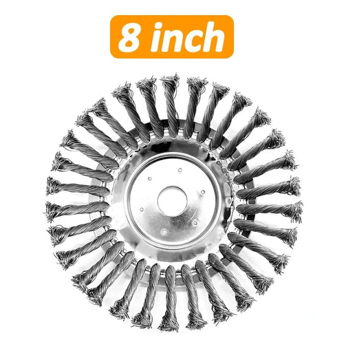 Planet Gates 8 inch version 6/8 Inch Upgrade Weed Brush Cutter Head Lawn Mower Universal Grass Trimmer Head Steel Wire Wheel Brush Disc Garden Trimmer Heads