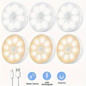 Planet Gates 8-LED USB Charging Night Light, USB Night Light With PIR Motion Sensor, Paste Magnetic Strips For Closets, Cabinets, Stairs, Bedrooms