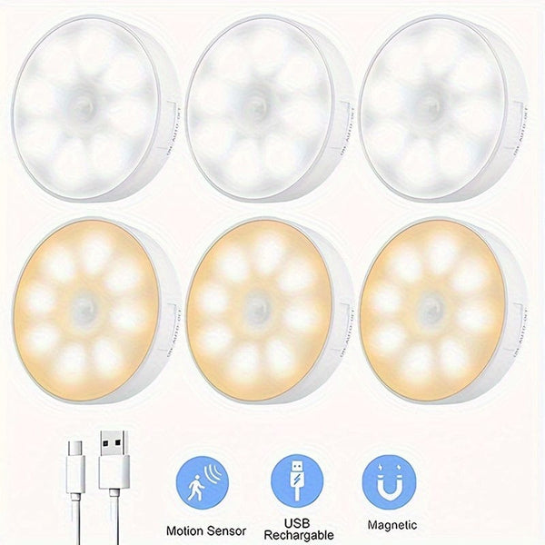 Planet Gates 8-LED USB Charging Night Light, USB Night Light With PIR Motion Sensor, Paste Magnetic Strips For Closets, Cabinets, Stairs, Bedrooms