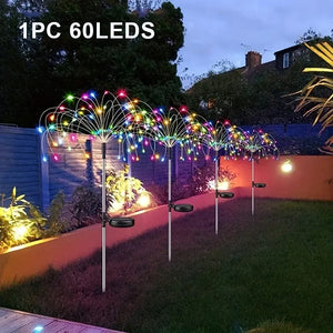 Planet Gates 8 Mode 60LEDS / Molticolor 1 Pack Solar Firework Light Outdoor, Waterproof Solar Garden Flower Lights With 8 Lighting Modes, With For Garden Courtyard Outdoor Lighting Decoration