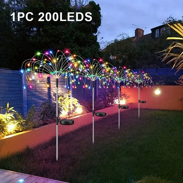Planet Gates 8 Model 200LEDS / Molticolor 1 Pack Solar Firework Light Outdoor, Waterproof Solar Garden Flower Lights With 8 Lighting Modes, With For Garden Courtyard Outdoor Lighting Decoration