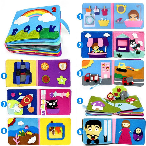 Planet Gates 8 pages -16 pictures Montessori Baby Busy Board 3D Toddlers Story Cloth Book Sensory toys for babies Education Habits Toys books for kids from 0-3