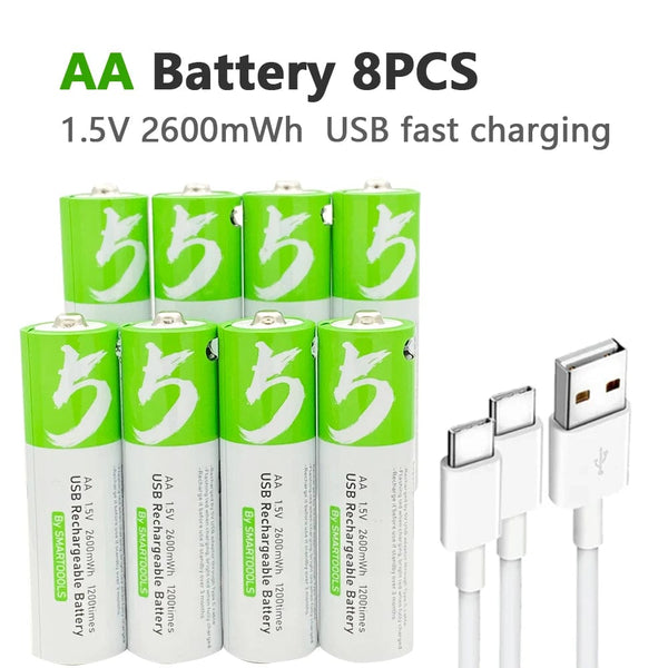 Planet Gates 8 PCS AA and cable / Russian Federation High capacity 1.5V AA 2600 mWh USB rechargeable li-ion battery for remote control mouse small fan Electric toy battery + Cable