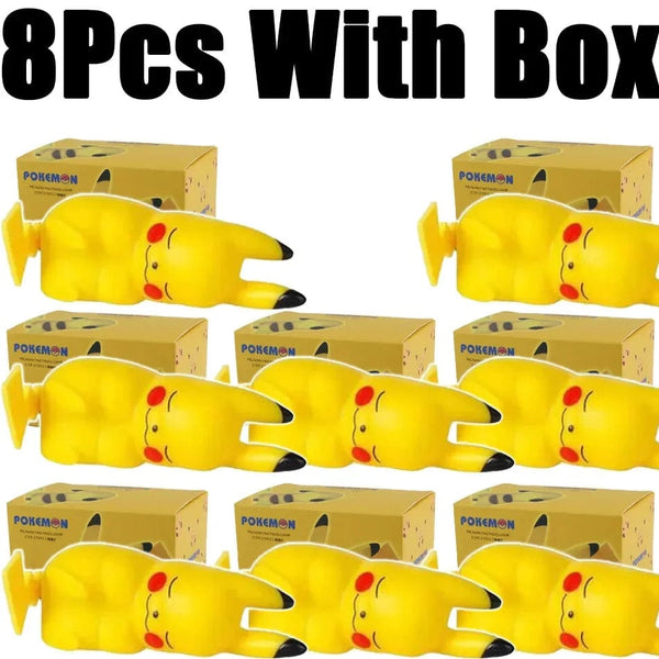 Planet Gates 8 Pcs with box 10 Pcs Hot Pokemon Pikachu Night Light Glowing Anime Figures Toy Pokemon Pikachu Cute Bedside Led Lamp Kawaii Children Gift