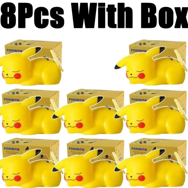 Planet Gates 8 Pcs with box 3 10 Pcs Hot Pokemon Pikachu Night Light Glowing Anime Figures Toy Pokemon Pikachu Cute Bedside Led Lamp Kawaii Children Gift