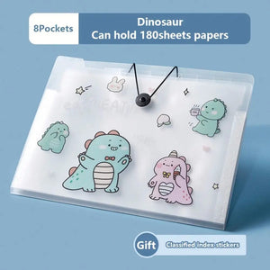 Planet Gates 8 Pockets-Dinosaur A4 5/8/12 Pockets File Folder Test Paper Storage Folder Waterproof File Organizer Classified Large Capacity Portfolio Organizer
