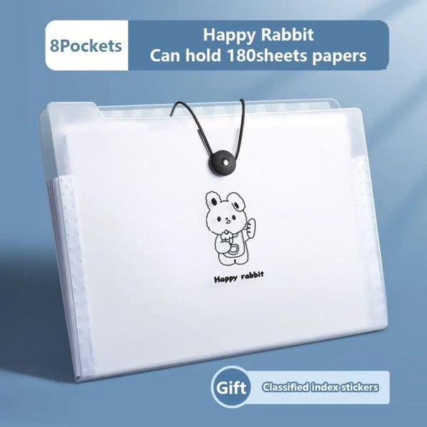 Planet Gates 8 Pockets-Rabbit A4 5/8/12 Pockets File Folder Test Paper Storage Folder Waterproof File Organizer Classified Large Capacity Portfolio Organizer