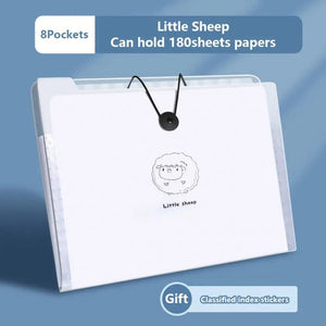 Planet Gates 8 Pockets-Sheep A4 5/8/12 Pockets File Folder Test Paper Storage Folder Waterproof File Organizer Classified Large Capacity Portfolio Organizer