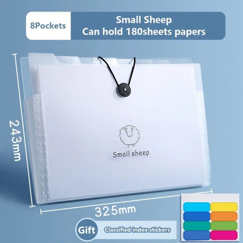 Planet Gates 8 Pockets-Sheep1 A4 5/8/12 Pockets File Folder Test Paper Storage Folder Waterproof File Organizer Classified Large Capacity Portfolio Organizer