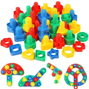 Planet Gates 8 Set Screw Building Blocks Plastic Insert Blocks Nut Shape Toys for Children Educational Toys Montessori Scale Models