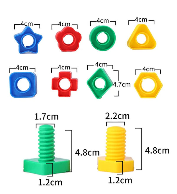 Planet Gates 8 Set Screw Building Blocks Plastic Insert Blocks Nut Shape Toys for Children Educational Toys Montessori Scale Models
