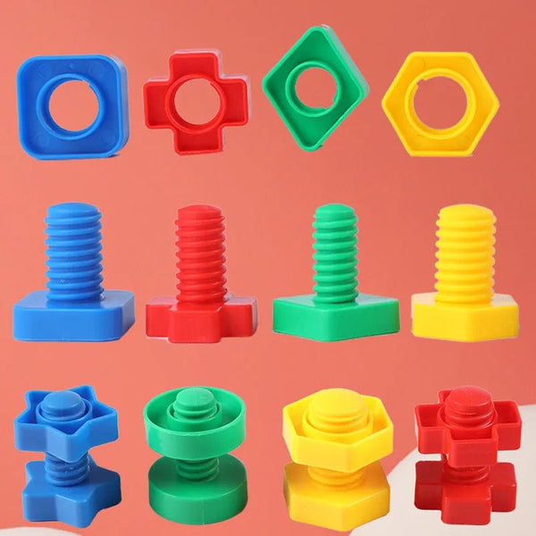 Planet Gates 8 Set Screw Building Blocks Plastic Insert Blocks Nut Shape Toys for Children Educational Toys Montessori Scale Models