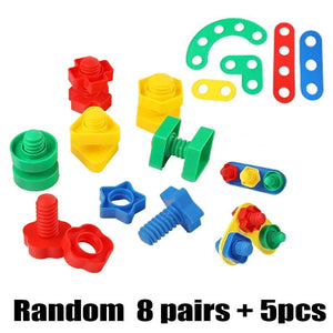 Planet Gates 8 Set Screw Building Blocks Plastic Insert Blocks Nut Shape Toys for Children Educational Toys Montessori Scale Models